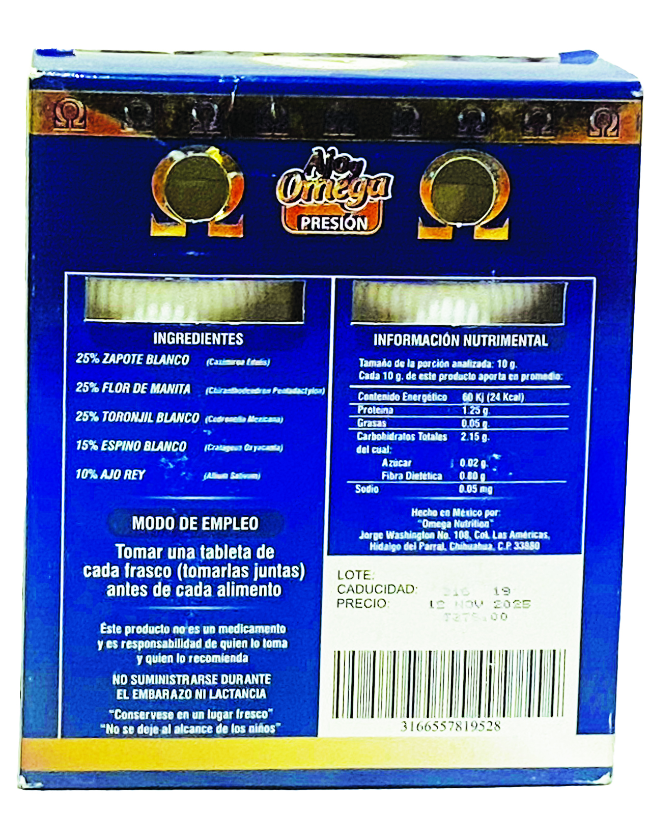 Ajo Omega Presión / High Blood Pressure Dietary Supplement
