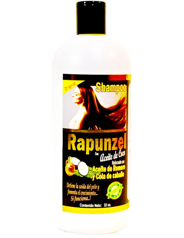 Rapunzel Shampoo With Coconut Oil Reinforced With Rosemary Oil And Horsetail 32oz / Shampoo Rapunzel Con Aceite De Coco Reforzado Con Aceite De Romero Y Cola De Caballo