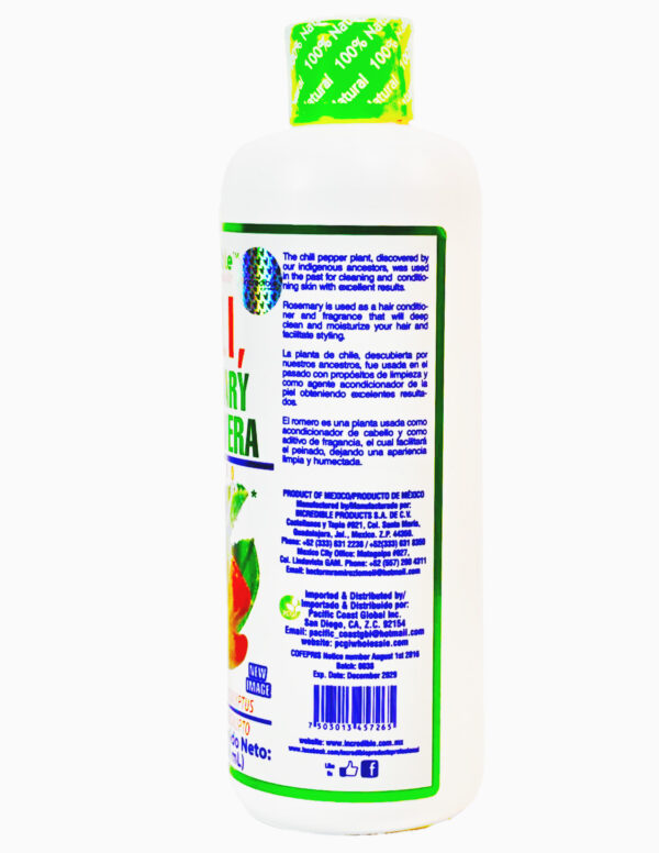 Chili Rosemary & Aloe Vera Shampoo 32 oz / Shampoo Chile Romero & Savila  32 oz - Image 3