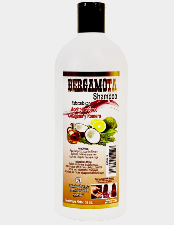 Bergamota Shampoo With Coconut /  Bergamota Shampoo Reforzado Acite Coco Colágeno Y Romero    32 OZ - Image 4