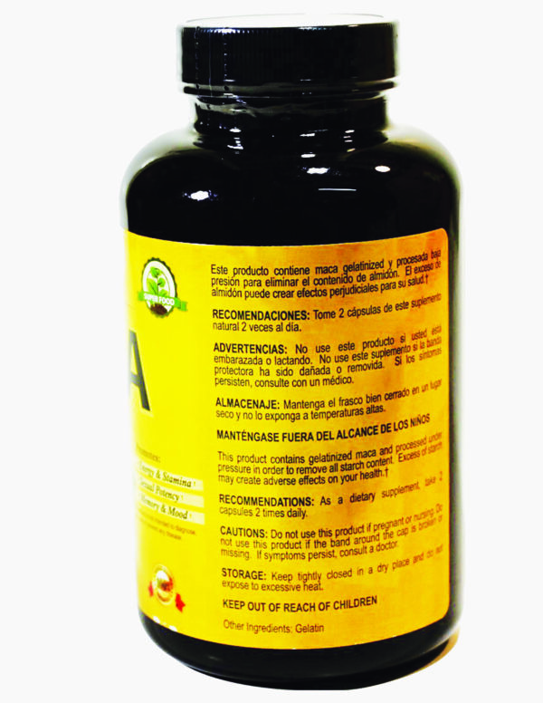 Organic Maca Root 950mg Per Capsule (150 cap) Dietary Supplement / Raíz de maca orgánica 950 mg por cápsula (150 cap) Suplemento dietético - Image 3