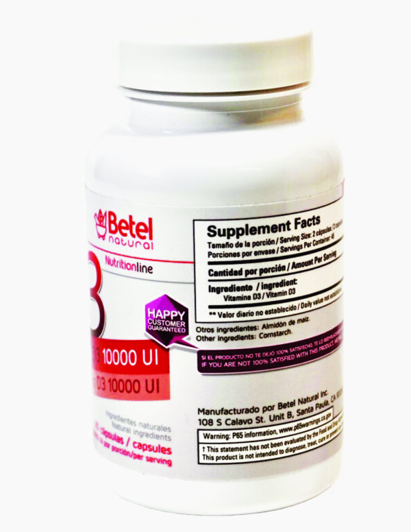 Betel Natural Vitamina D3 10,000 IU 90 capsules  - The Sunshine Vitamin / Betel Natural Vitamina D3 10.000 UI - La vitamina Sunshine 90 cápsulas - Image 6